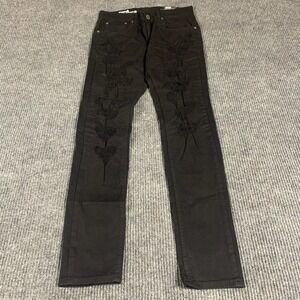 Copper Rivet Jeans Mens 30x32 Black Denim Slim Fit‎ Straight Leg Distressed New